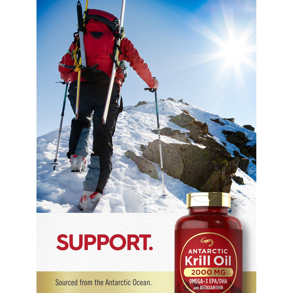 Carlyle Antarctic Krill Oil 2000mg | 120 Softgels | Maximum Strength | Omega-3 EPA, DHA, with Astaxanthin | Supplement Sourced from Red Krill | Laboratory Tested | Non-GMO and Gluten Free