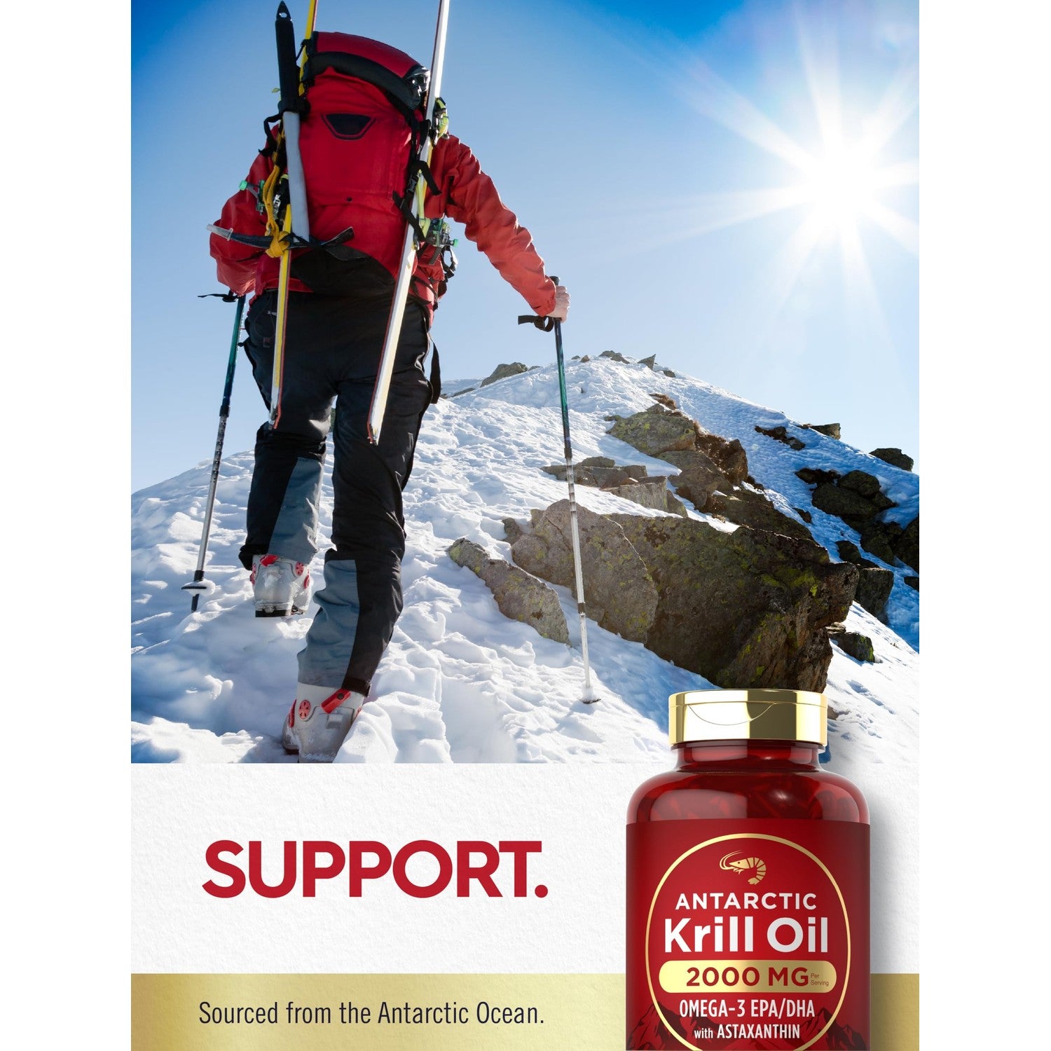 Carlyle Antarctic Krill Oil 2000mg | 120 Softgels | Maximum Strength | Omega-3 EPA, DHA, with Astaxanthin | Supplement Sourced from Red Krill | Laboratory Tested | Non-GMO and Gluten Free