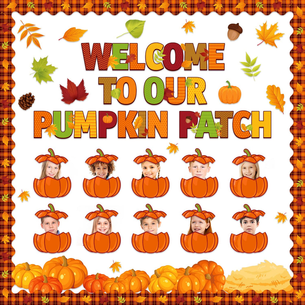Fall Bulletin Board Decorations, 63 Pcs Pumpkin Classroom Set