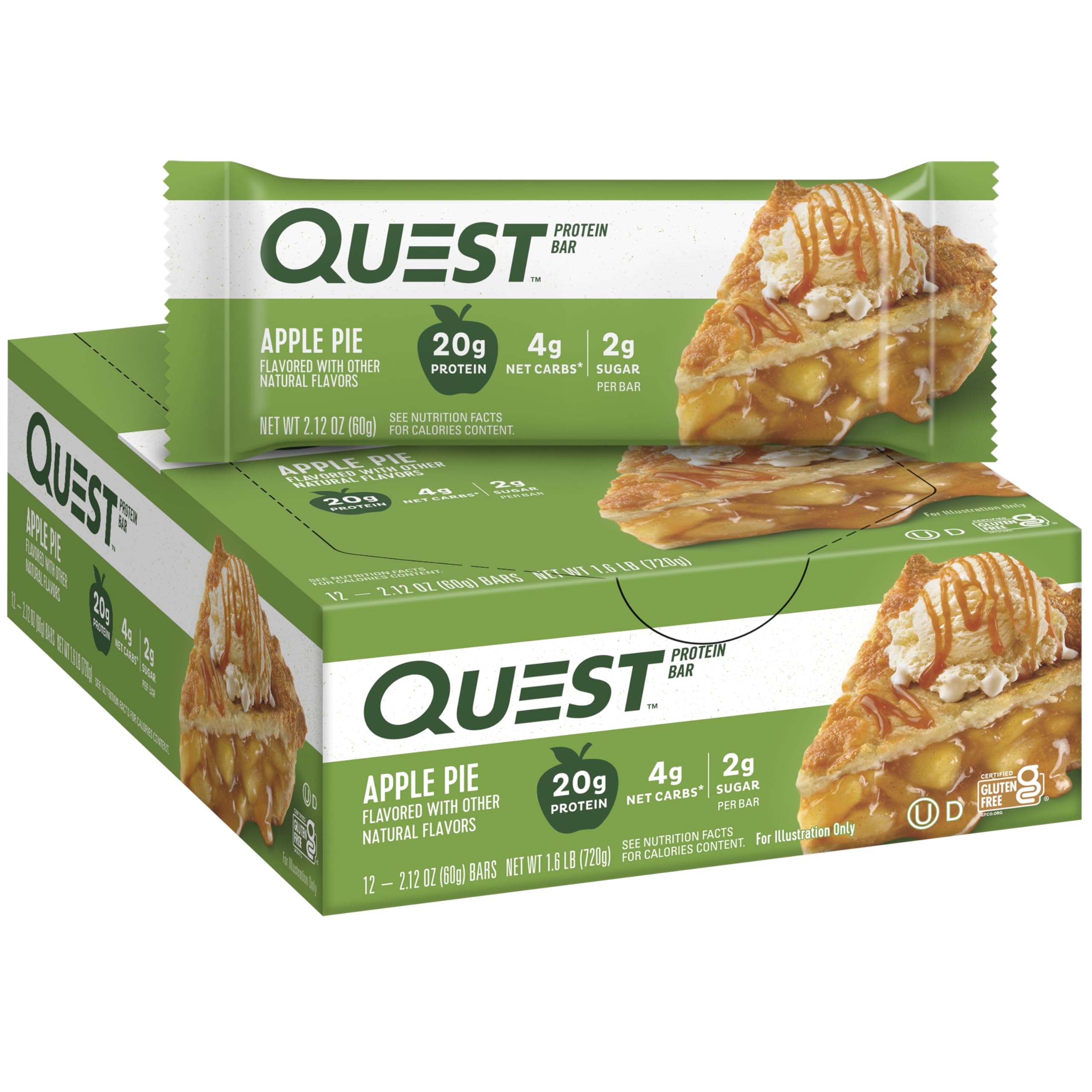Buy now Quest Nutrition Chocolate Brownie Protein Bar, 20g Protein, 1g Sugar, 4g Net Carb, High Fiber, Gluten Free, 12 Count Apple Pie 12 Count (Pack of 1) at indiglob india