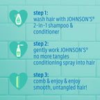 Johnson's Kids No More Tangles 2-in-1 Detangling Shampoo & Conditioner for Kids & Toddlers, Gentle & No More Tears, Hypoallergenic & Free of Parabens, Sulfates & Dyes 20.3 fl. oz