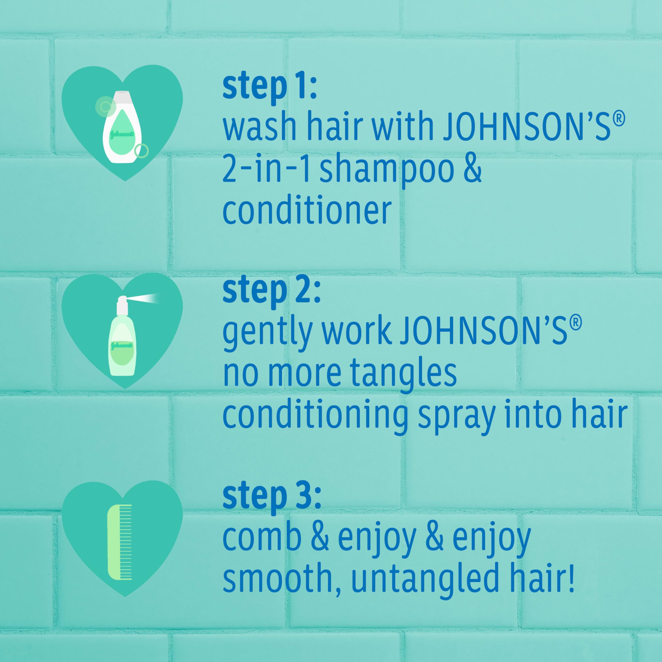 Johnson's Kids No More Tangles 2-in-1 Detangling Shampoo & Conditioner for Kids & Toddlers, Gentle & No More Tears, Hypoallergenic & Free of Parabens, Sulfates & Dyes 20.3 fl. oz