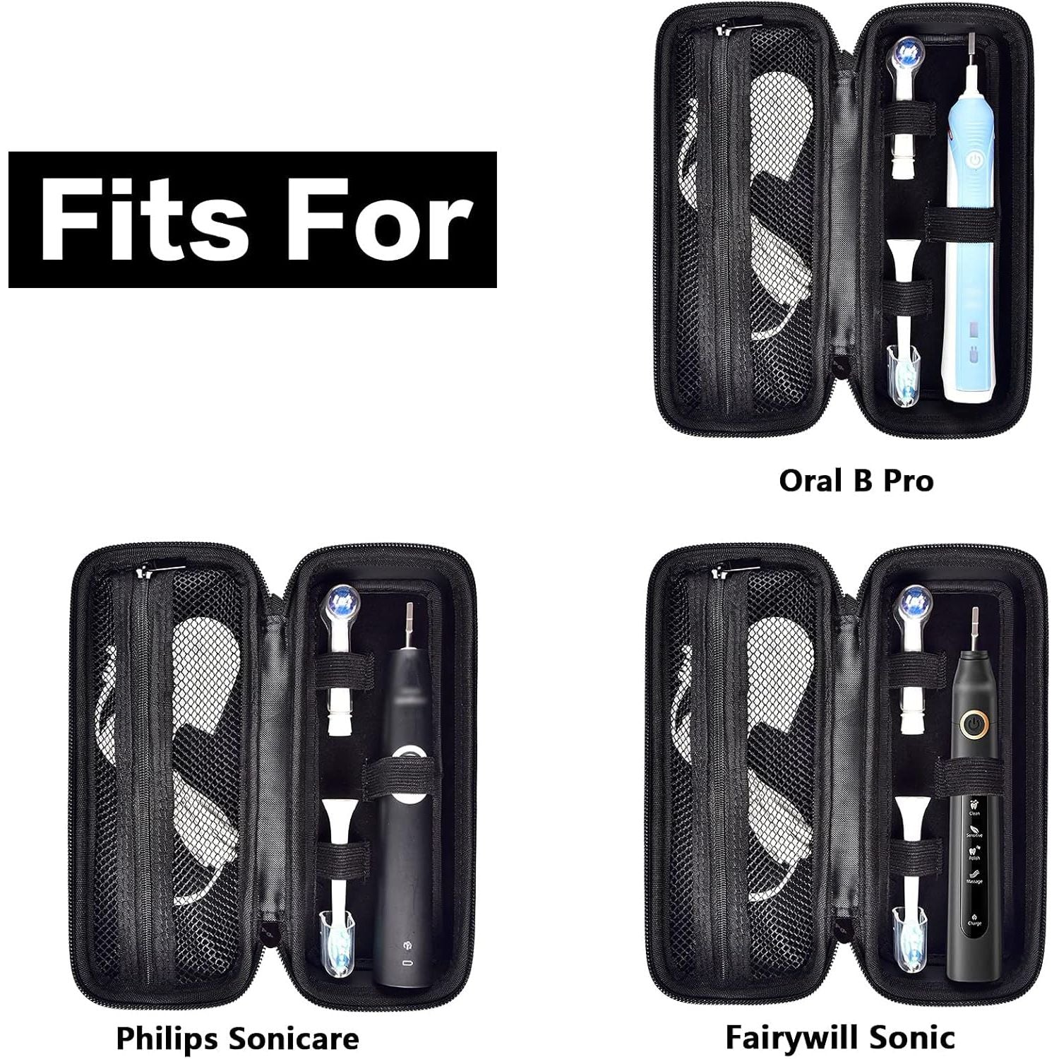 Buy now Toothbrush Travel Case Compatible with Oral-B Pro 1000, 2000, 3000, 3500, 1500/ for Philips Sonicare ProtectiveClean 4100 5100 Electric Toothbrush with Mesh Pocket for Accessories - Black (Bag Only) at indiglob india