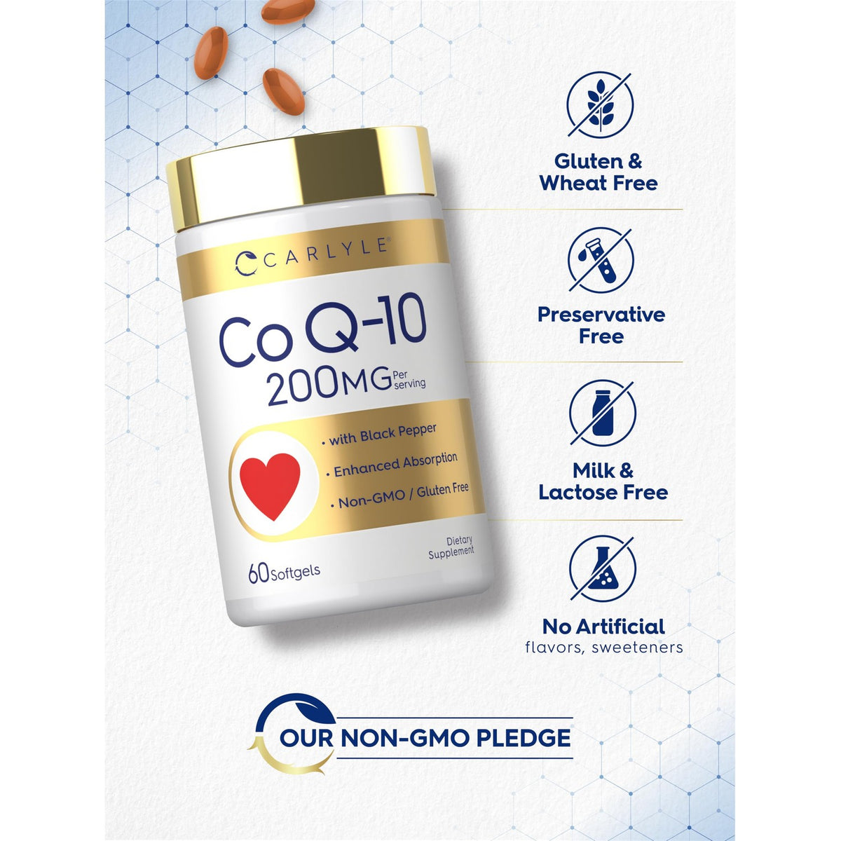 Carlyle CoQ10 200mg Softgels | 60 Count | with Black Pepper