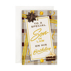 Prime Greetings Son In Law Birthday Card, Made in America, Thick Card Stock with Premium Envelope Packaged in a Reusable Presentation Mailer, Eco-Friendly, 5in x 7.75in