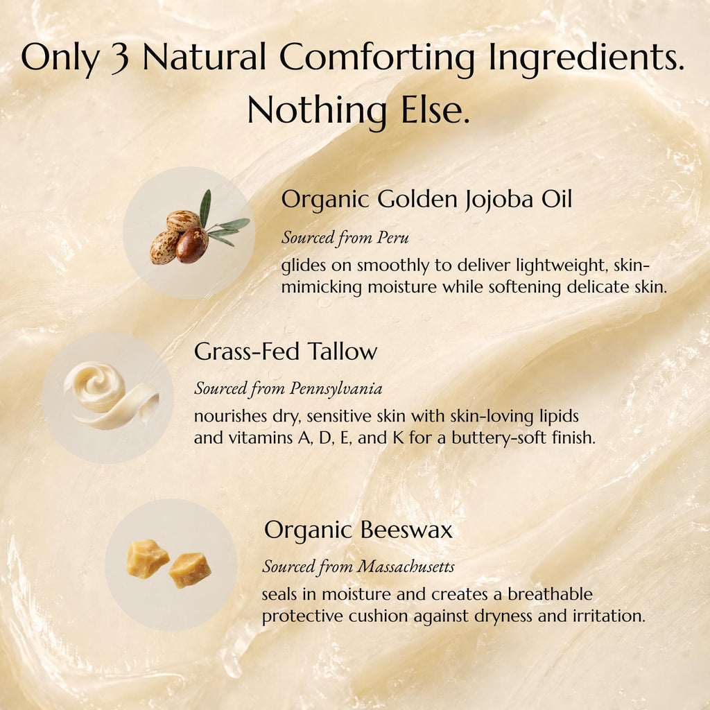 Baby Balm | 3 Natural Ingredient Moisturizing Stick for Eczema Relief, Sensitive Skin & Diaper Rash | Grass-Fed Tallow, Organic Jojoba & Beeswax | Lab Tested Baby-Safe, Made in USA