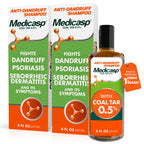 Medicasp Coal Tar Anti-Dandruff Shampoo, Flakes Shampoo, 6 fl oz, 2 Pk | Alleviates Symptoms from 1st Wash, Treats Psoriasis, Seborrheic Dermatitis & Itchy Dry Scalp, Fights Root Cause of Dandruff