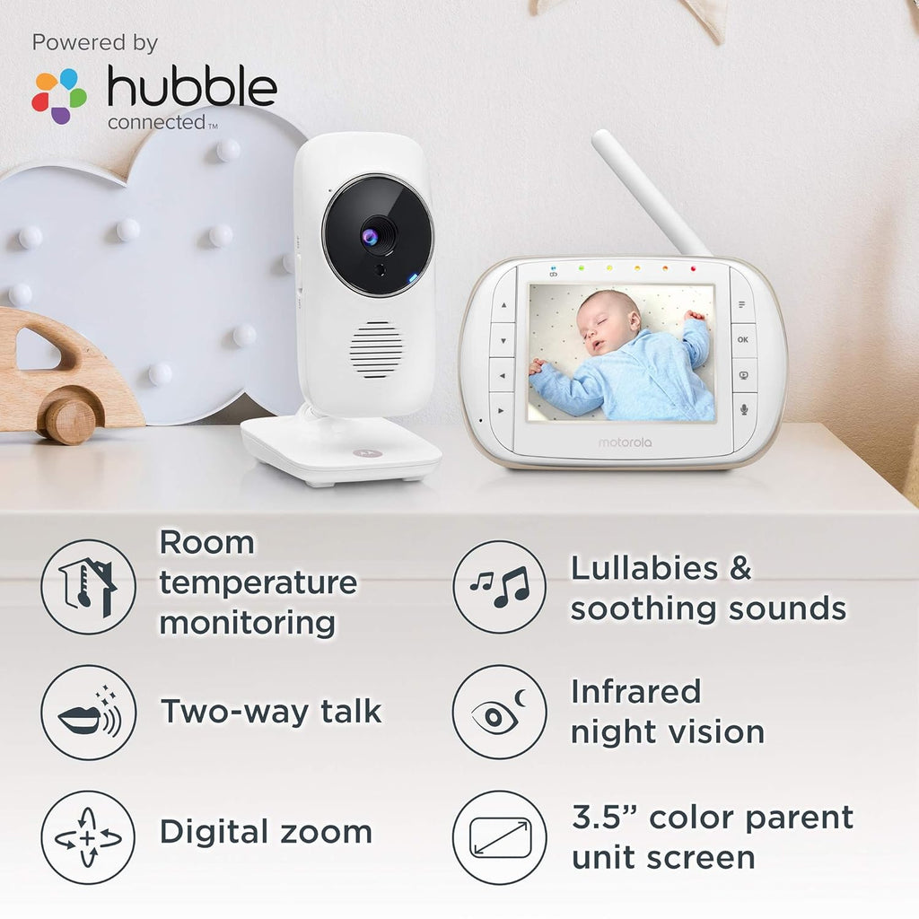 Buy now Motorola indoor Baby Smart Video Baby Monitor with Wi-Fi & 3.5" Color LCD Parent Unit, Night Vision, Two-Way Audio, Room Temperature Display & 5 Lullabies, MBP668CONNECT, 720p at indiglob india