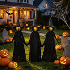 DR.DUDU Halloween Decorations Outdoor 4.6 FT Light Up Witch Stakes Set of 3