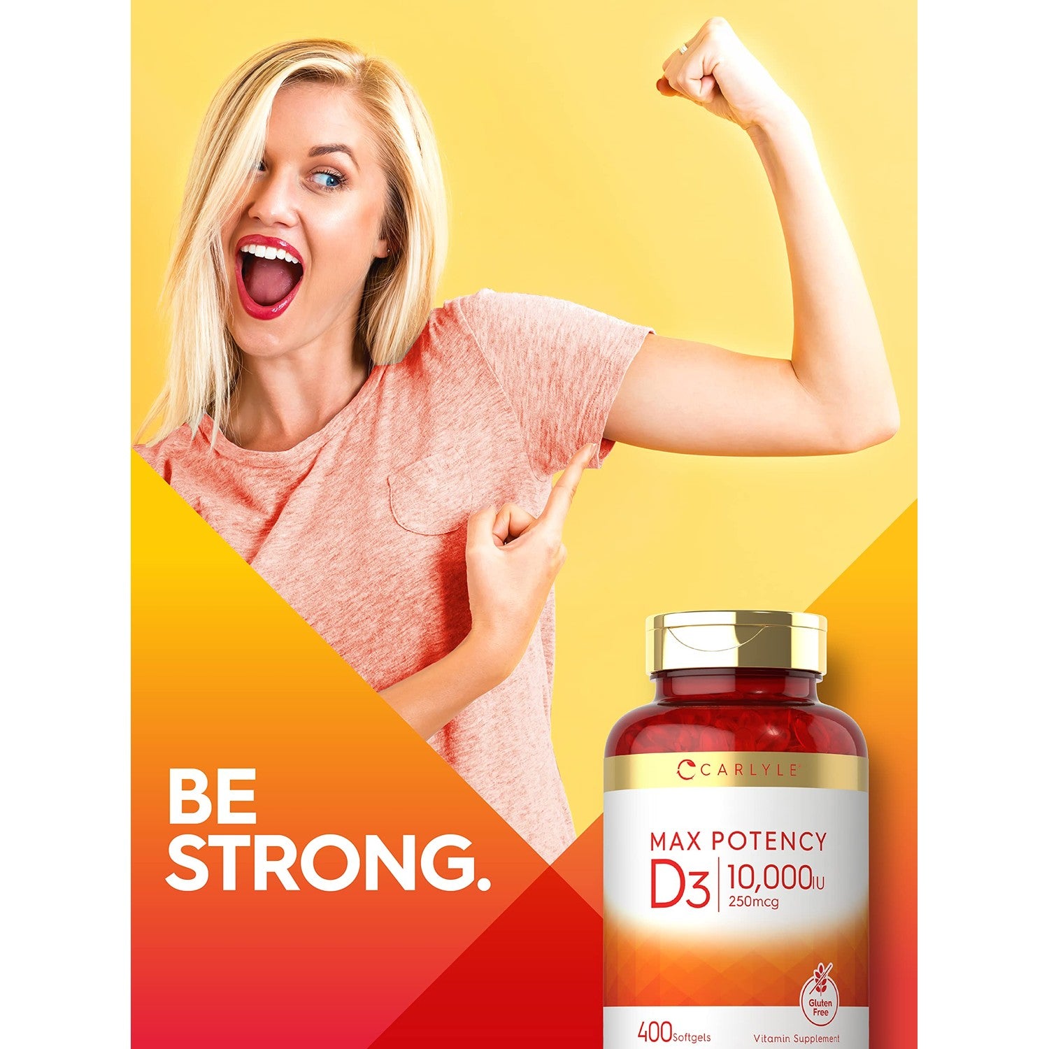 Carlyle Vitamin D3 10000 IU (250 mcg) | 400 Softgels | Value Size | Max Potency | Non-GMO, Gluten Free Supplement