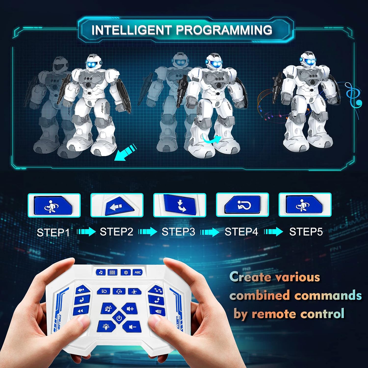 Buy now VAV Toys for 6-10 Year Old Boys Girls, Rechargeable Remote Control Robot Toy, Intelligent Programmable RC Robot with 2.4GHz Gesture Sensing, Christmas Birthday Gifts for Kids Age 6 7 8 9 10 at indiglob india