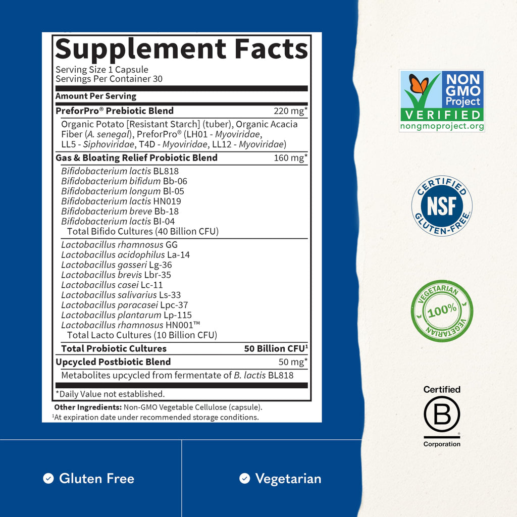 Garden of Life Dr Formulated Once Daily 3-in-1 Complete Prebiotics, Postbiotics & Probiotics for Women and Men - PRE + PRO + POSTBIOTIC Supplement for Gas & Bloating - 50 Billion CFU, 30 Day Supply