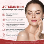 Astaxanthin 12mg Supplement, 180 Softgels, 6 Month Supply | Natural Antioxidant from Fresh Microalgae for Eye, Skin and Joint Health, Non-GMO, Gluten Free