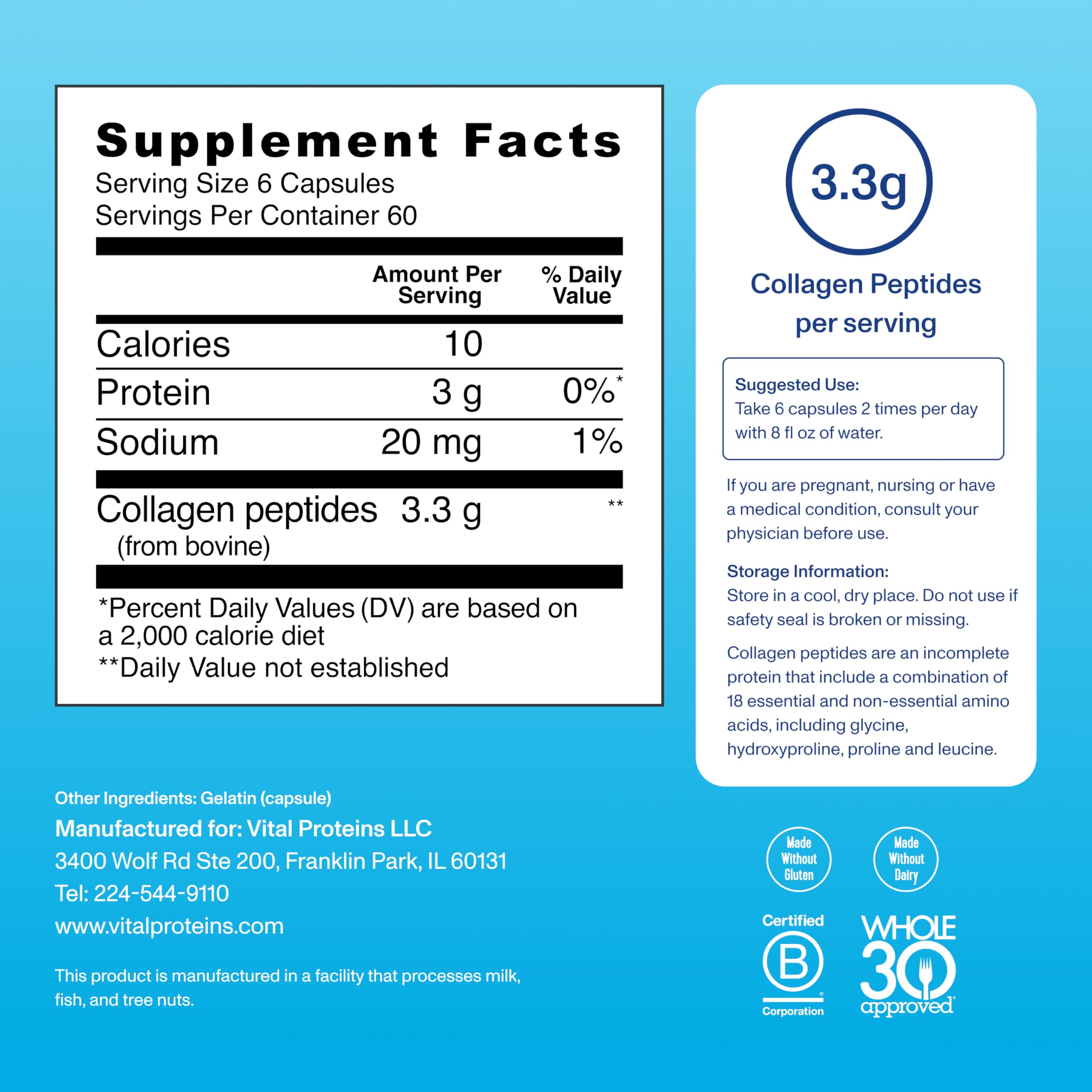 Vital Proteins Collagen Peptides Capsules for Women, Collagen Supplement 360 Capsules | Collagen Peptides Capsules, Supports Hair Skin & Nails, Easy Daily Supplement, 60 Servings