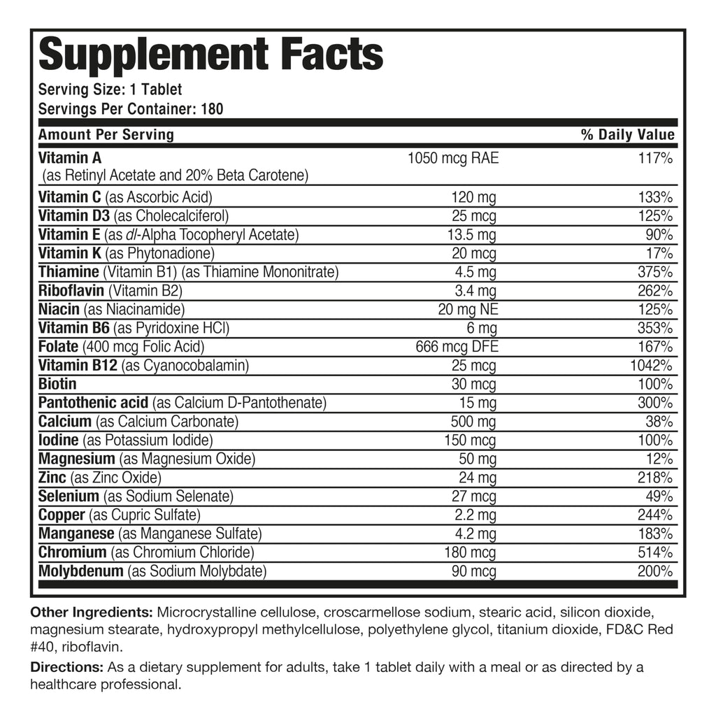 Bronson ONE Daily Women 50+ Complete Multivitamin Multimineral, 180 Tablets | Once-Daily, Targeted Nutrition For Active Women Over 50, Non-GMO, Gluten-Free, Soy-Free