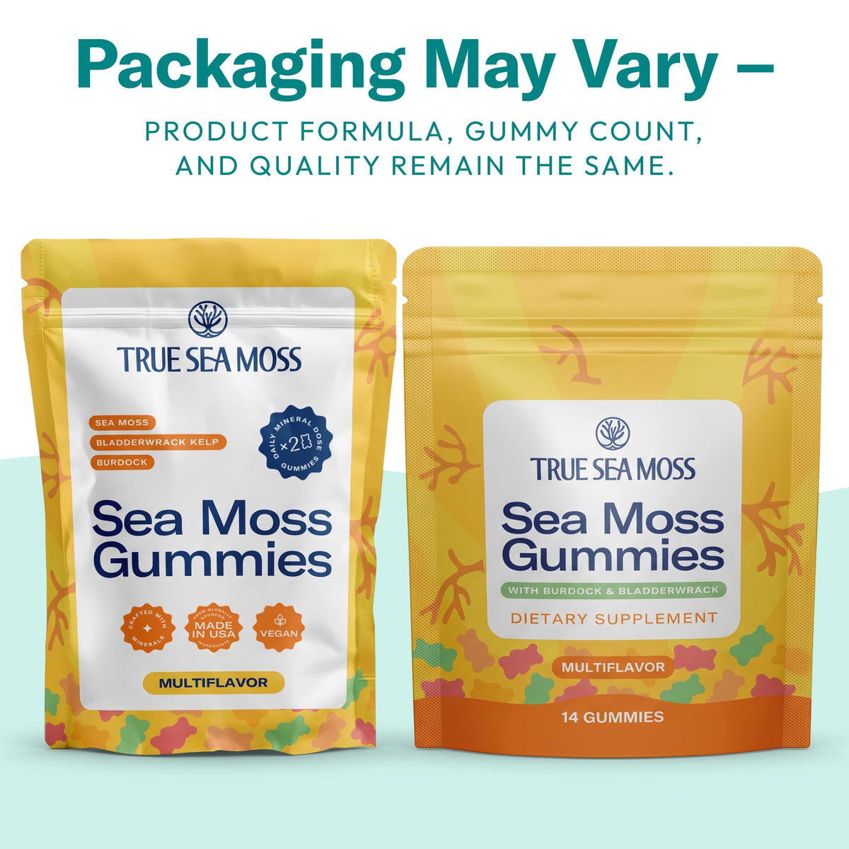 TrueSeaMoss Gummies Sample – 1200mg Irish Sea Moss + Bladderwrack & Burdock Root – Travel-Size, Fruity – 14 Gummies – Easy On-the-Go Wellness