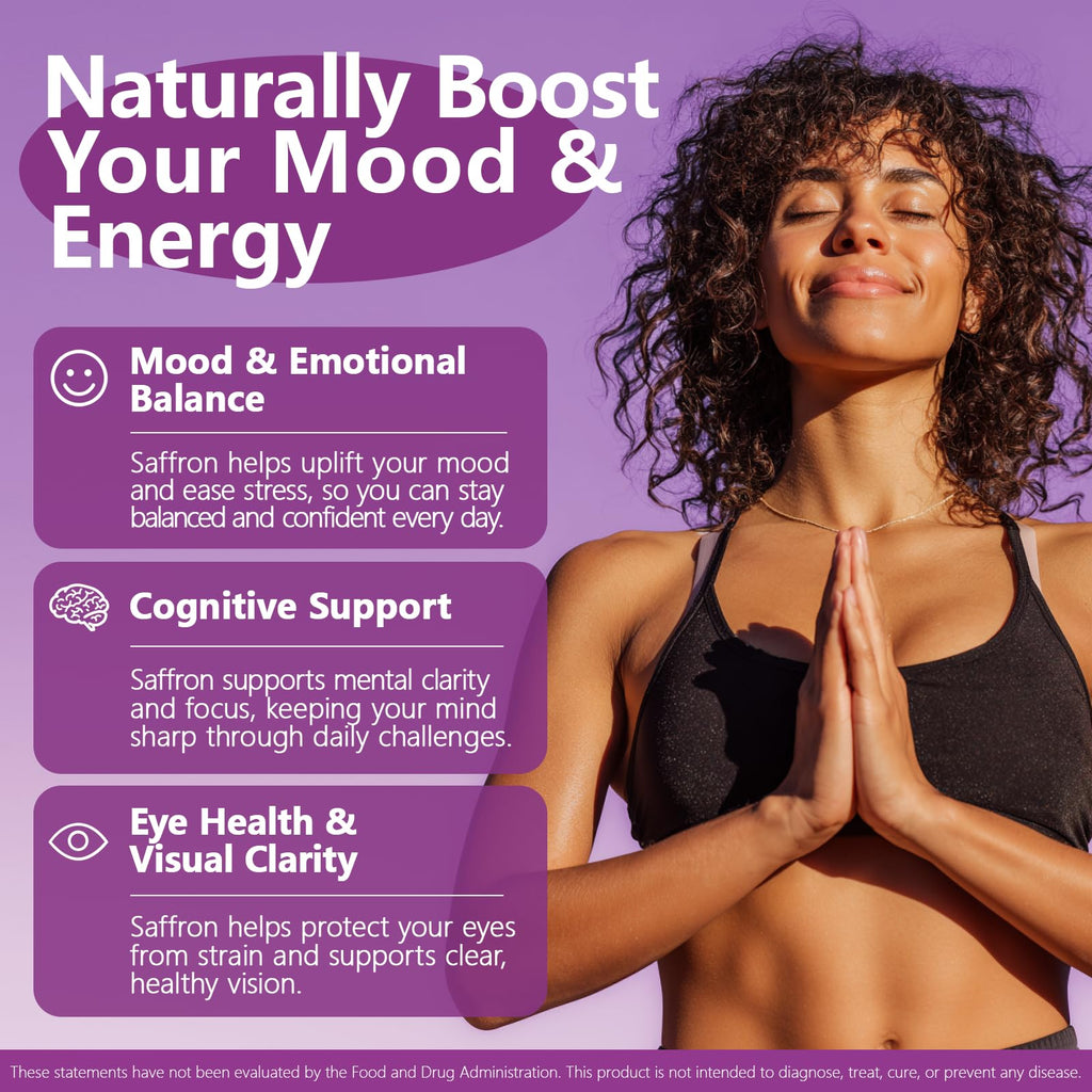 Saffron Supplements 88.5MG with 100% Pure Ingredients, Mood Energy Support