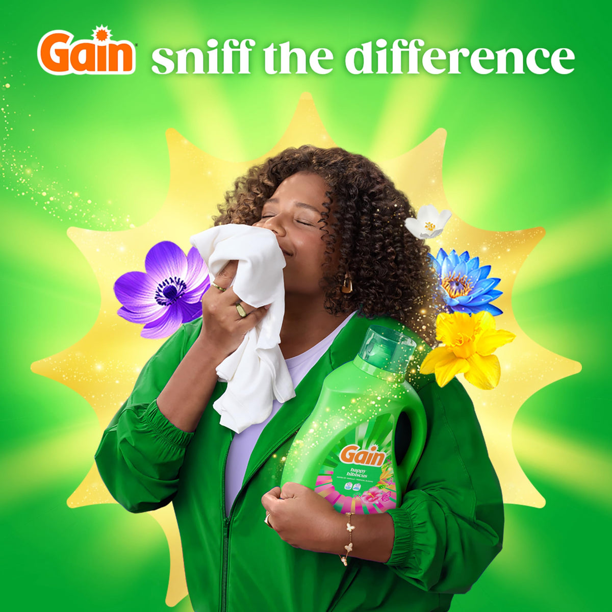 Gain Liquid Laundry Detergent, With Odor Defense, Happy Hibiscus Scent, Laundry Soap For HE Washing Machines, 132 fl oz, 100 Loads (Packaging May Vary)