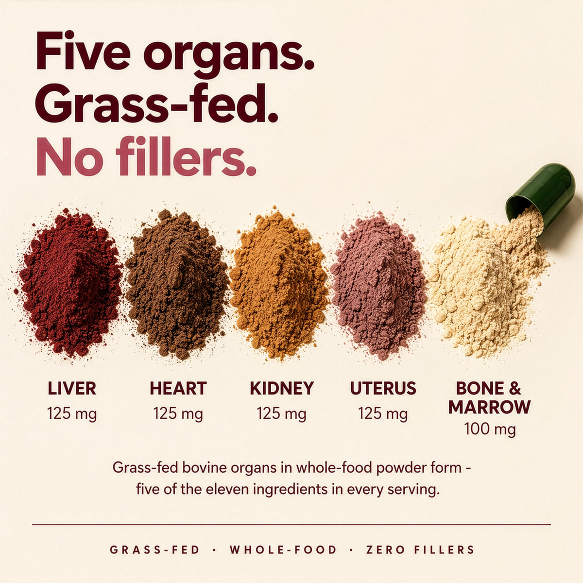 Beef Organ Supplement for Women, 11-in-1 Grass-Fed with Liver & Muira Puama
