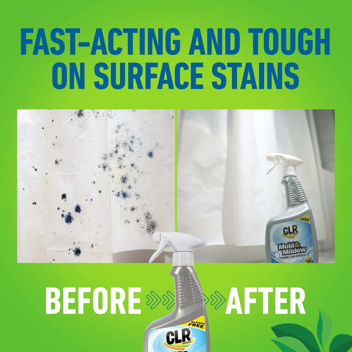 CLR Brands Mold and Mildew Stain Remover, 32 oz. Spray Bottle, Pack of 2, Multi-Surface Stain Remover, Works on Tile, Wood, Concrete, Glass, and More