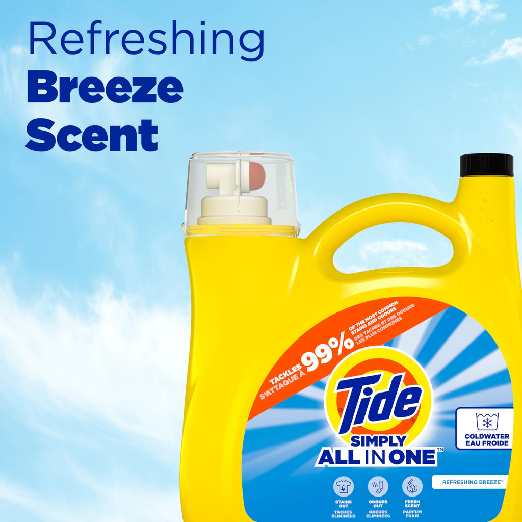 Buy now Tide Simply All-In-One Liquid Laundry Detergent, Refreshing Breeze Scent, 6 Loads, 10 fl oz at indiglob india