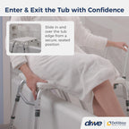 Drive Medical Splash Defense Tub Transfer Bench, Adjustable Height, White