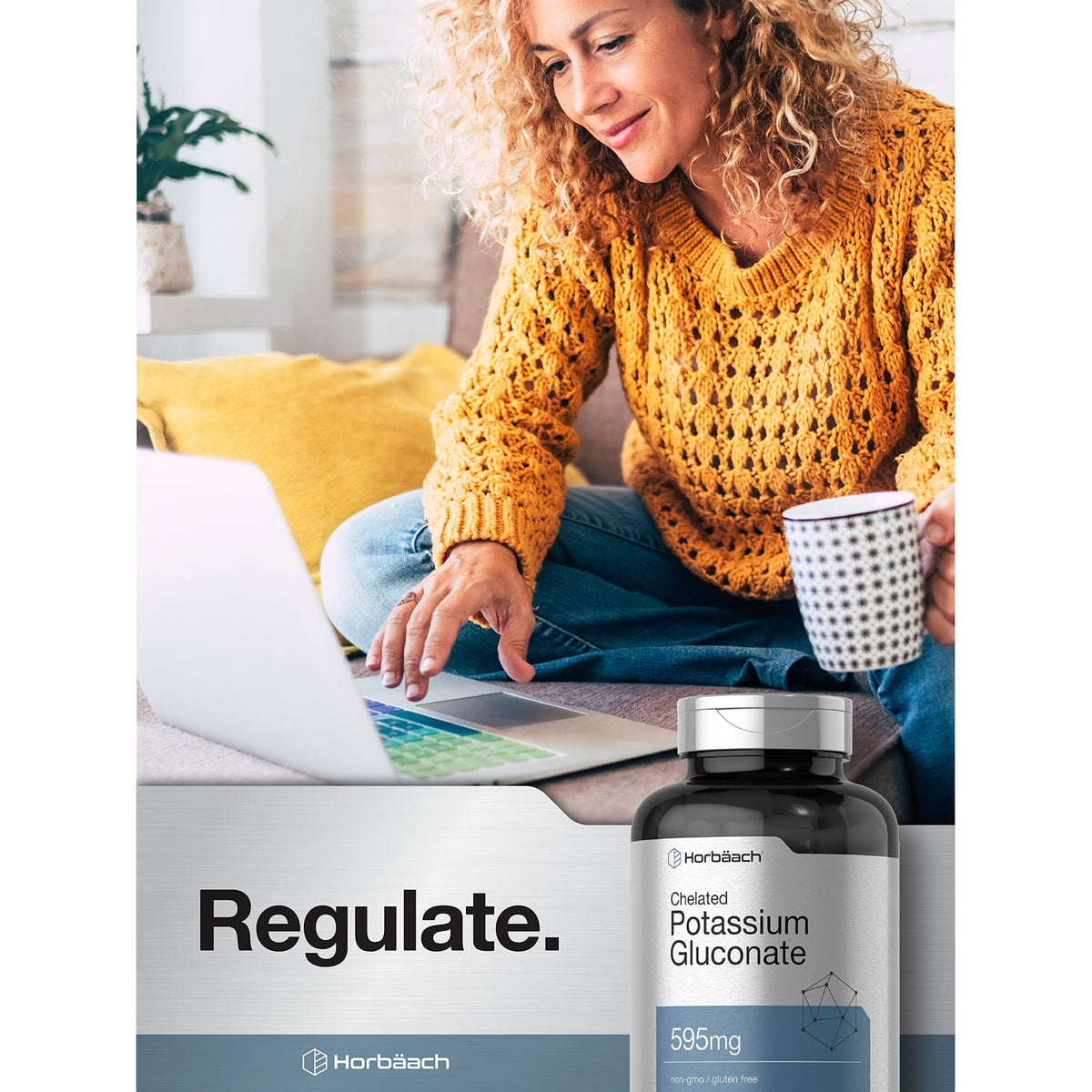 Horbäach Chelated Potassium Gluconate Supplement | 595 mg | 300 Caplets