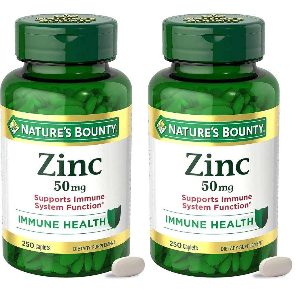 Nature’s Bounty Zinc 50mg, Immune Support & Antioxidant Supplement, Promotes Skin Health, 1 Caplet Per Day, Gluten Free, 250 Vegetarian Caplets