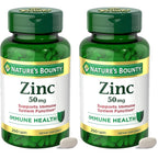 Nature’s Bounty Zinc 50mg, Immune Support & Antioxidant Supplement, Promotes Skin Health, 1 Caplet Per Day, Gluten Free, 250 Vegetarian Caplets