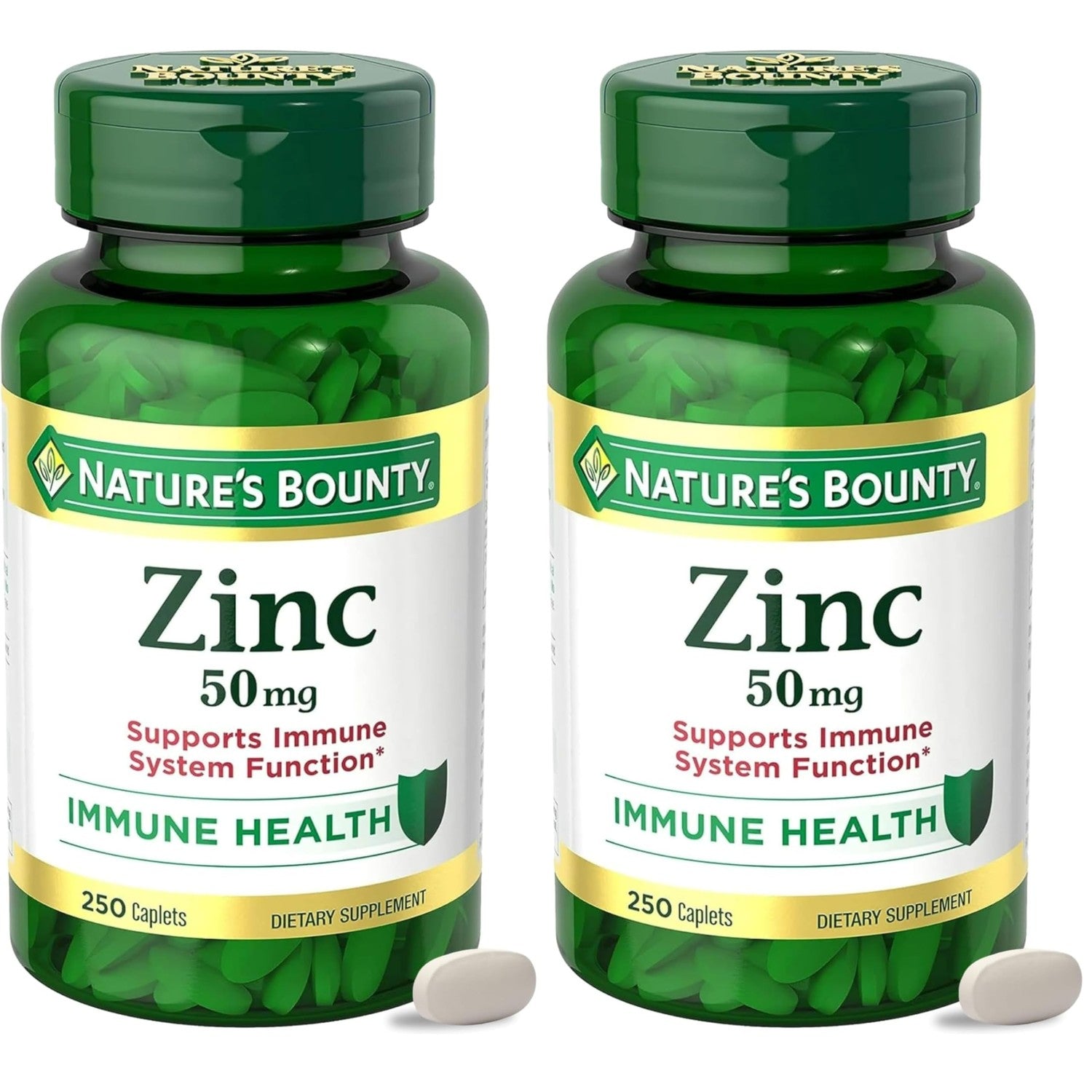 Nature’s Bounty Zinc 50mg, Immune Support & Antioxidant Supplement, Promotes Skin Health, 1 Caplet Per Day, Gluten Free, 250 Vegetarian Caplets