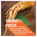 Authentic Korean Red Panax Ginseng + Ginkgo Biloba, 120 Vegan Capsules, Ginseng Root Extract Powder 1000mg (10% Ginsenosides) + Gingko Biloba 60mg, Energy and Focus Pills for Men and Women