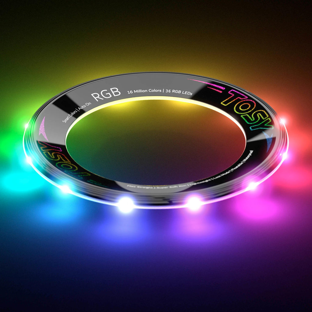 TOSY Flying Ring - 36 RGB Multicolor LEDs, Super Bright, Lost Mode, Auto Light Up, Camping Essentials for Kid/Teen/Boy/Girl, Safe & Soft, Waterproof, Pool/Beach Games, Lightweight Toy