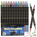 TANMIT 32 Colors Metallic Marker Pens, Dual Tip Acrylic Paint Pens Markers for Black Paper, Scrapbooking, Rock Painting, Wood, Canvas, Stone, Glass, Ceramic, DIY Crafts Making Art Supplies