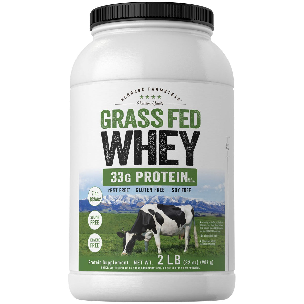 Carlyle Grass Fed Whey Protein Powder | 2lb | 33g of Protein Per Serving | Unflavored | Sugar and Hormone Free | Non-GMO and Gluten Free Supplement | By Herbage Farmstead