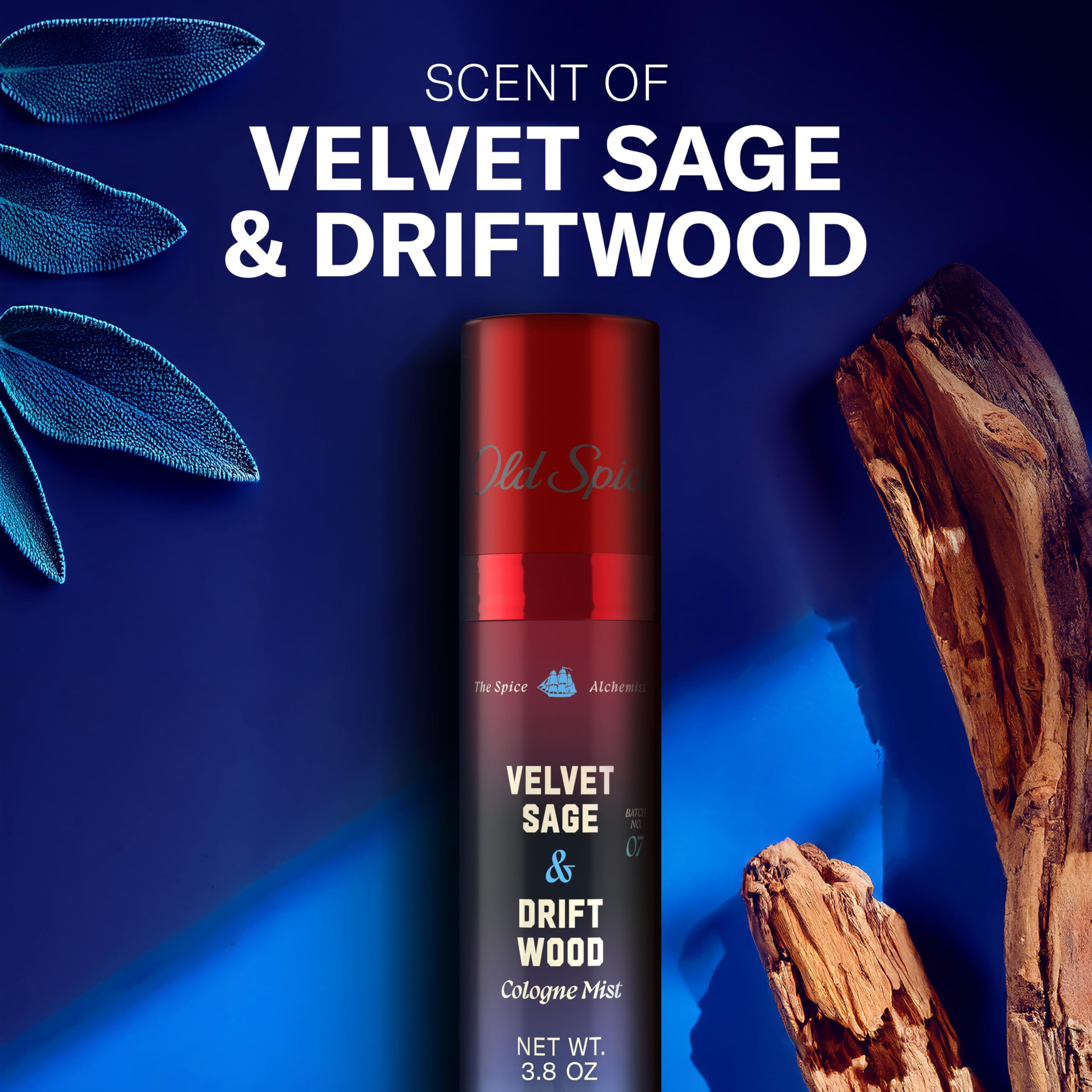 Old Spice Cologne Mist for Men, The Spice Alchemist Collection, 24/7 Cologne Infused Scent, No Trade Off Formula, Free of Parabens & Phthalates, Velvet Sage + Driftwood Scent, 3.8 oz