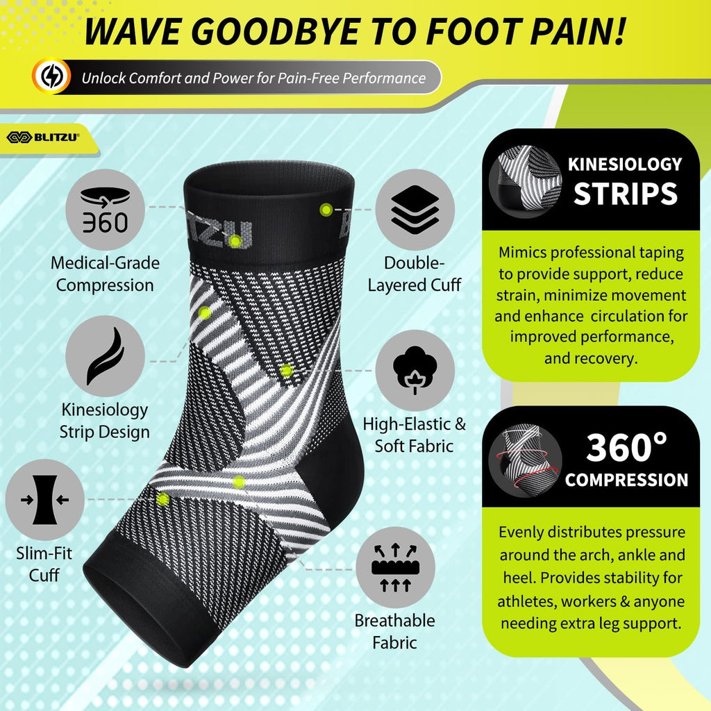 Buy now BLITZU Foot Compression Sleeve Plantar Fasciitis Relief Socks Women Ankle Sleeve Support Foot Support for Pain Compression Socks Black XXL at indiglob india