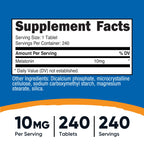 Nutricost Melatonin (10mg) 240 Tablets, Gluten-Free, GMO-Free