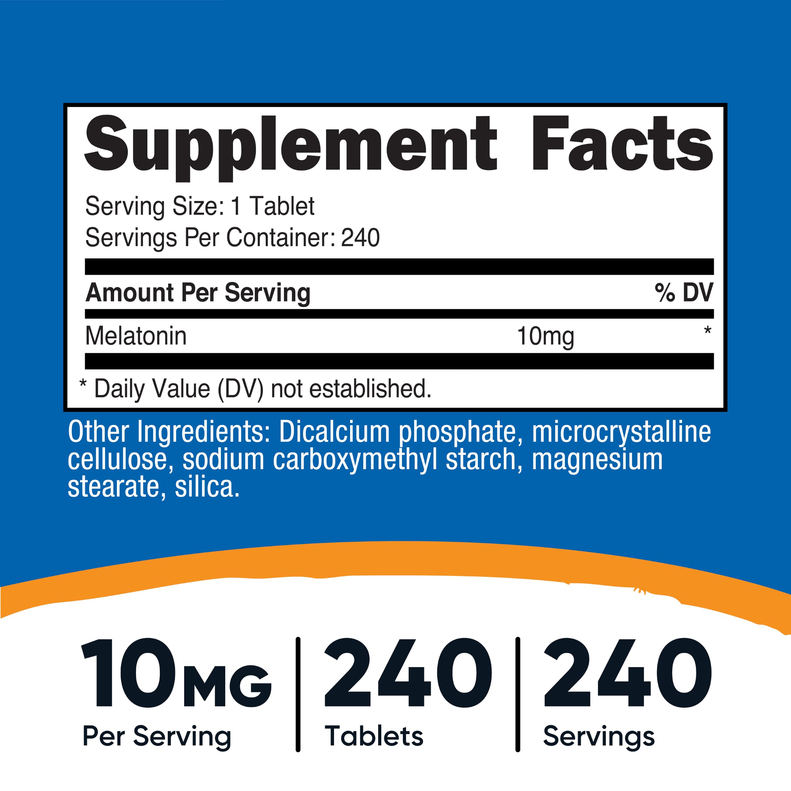 Nutricost Melatonin (10mg) 240 Tablets, Gluten-Free, GMO-Free