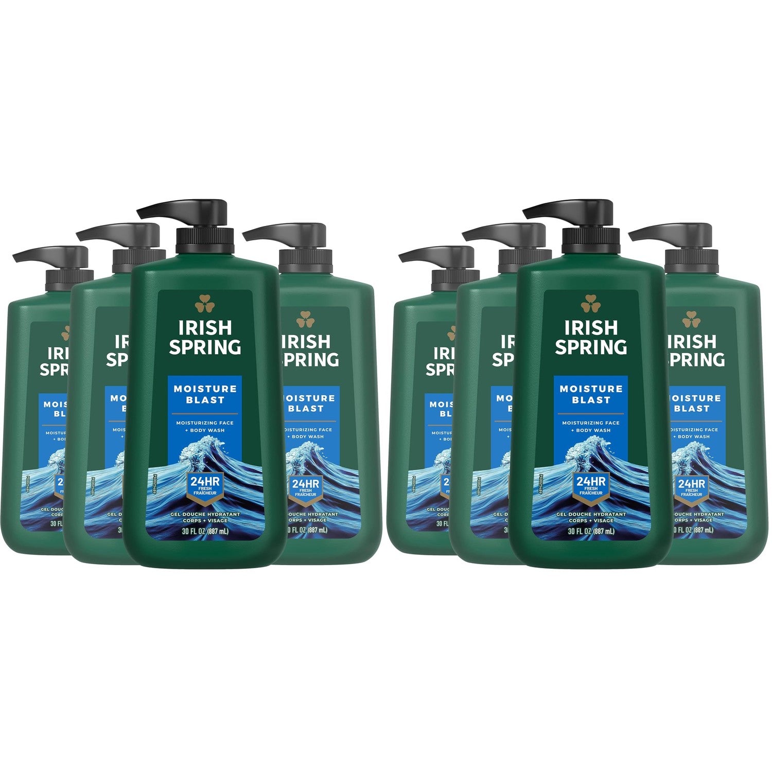 Buy now Irish Spring 5 in 1 Moisturizing Body Wash for Men, Shampoo, Conditioner, Body and Face Wash, and 24 Hour Deodorizer, Paraben-Free, Fresh Eucalyptus & Bergamot Scent, 20 fl oz Moisture Blast 30 Fl Oz (Pack of 8) at indiglob india