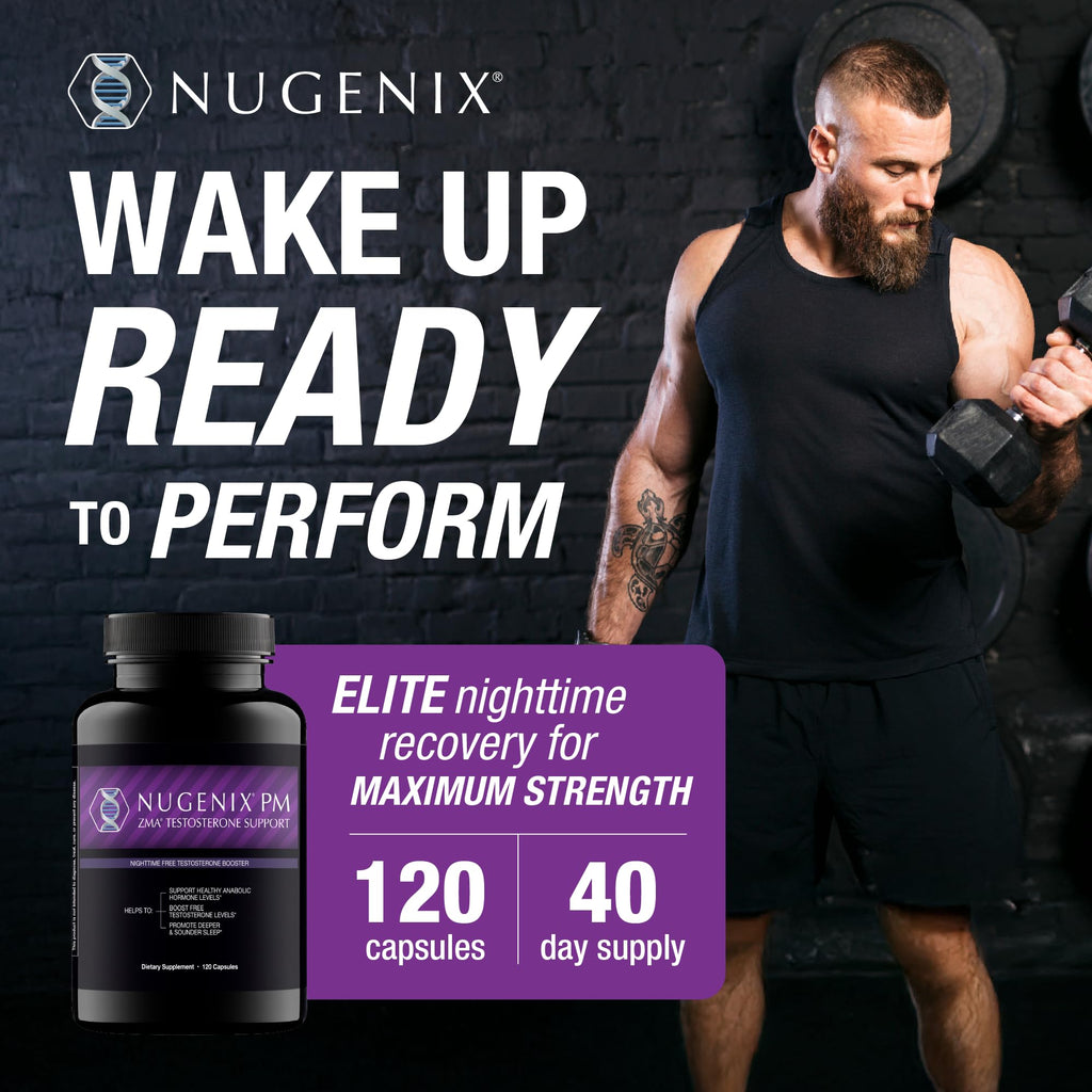 Nugenix PM ZMA - Nighttime Free Testosterone Booster for Men, 120ct