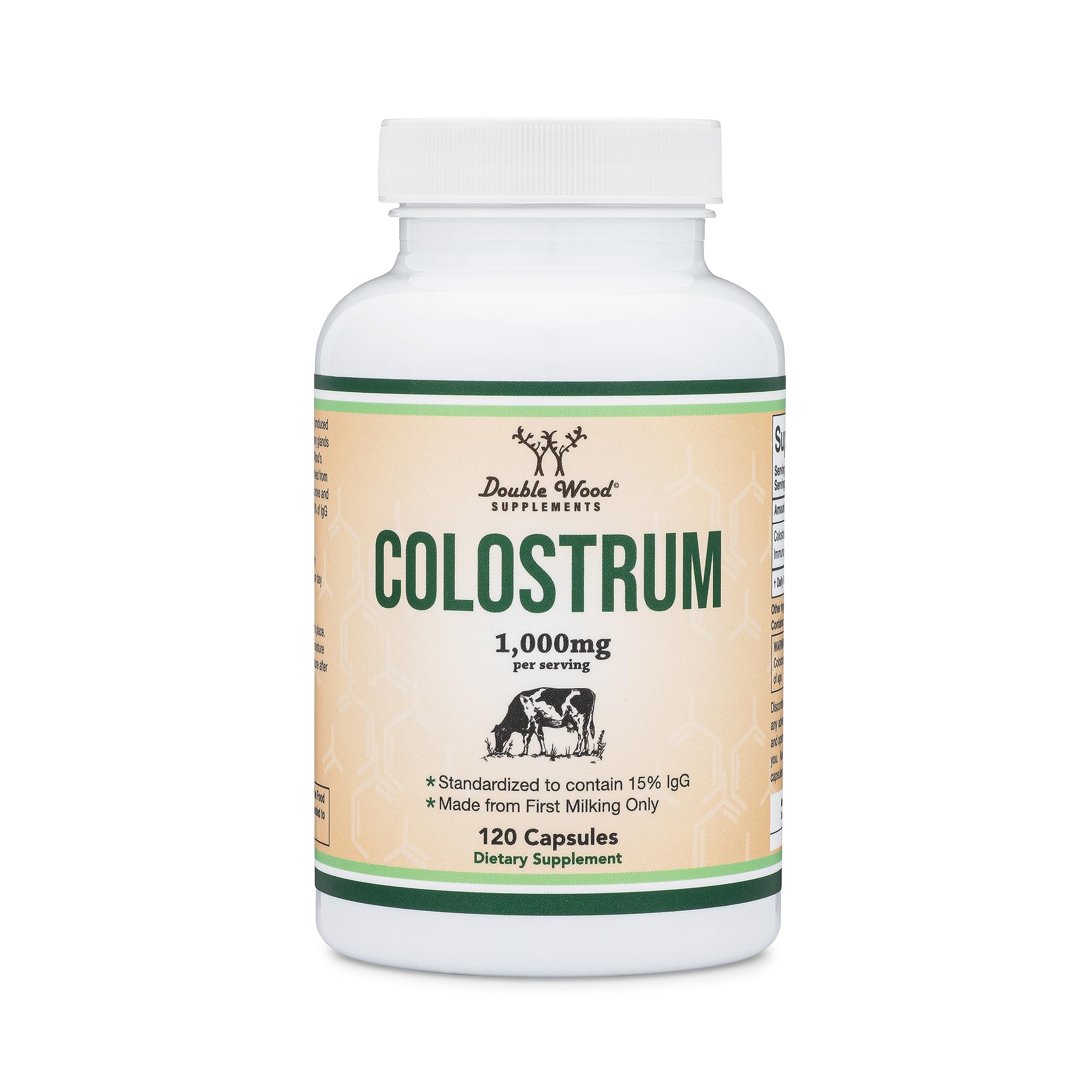 Bovine Colostrum 400mg, Grass-Fed, Immunity + Gut Support, 120 Capsules | Colostrum Powder, Supports Gut Health + Digestive Comfort, Healthy Skin + Hair, 15% IgG, 2 Month Supply, Third-Party Tested