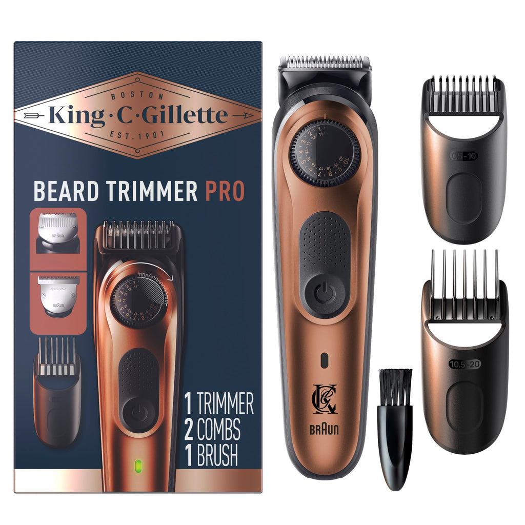 Buy now King C. Gillette Beard Trimmer PRO with 40 beard length settings in precise 0.5mm steps, cordless design & 1 trimmer, 1 brush, 2 combs, 1 charger and 1 T-blade at indiglob india