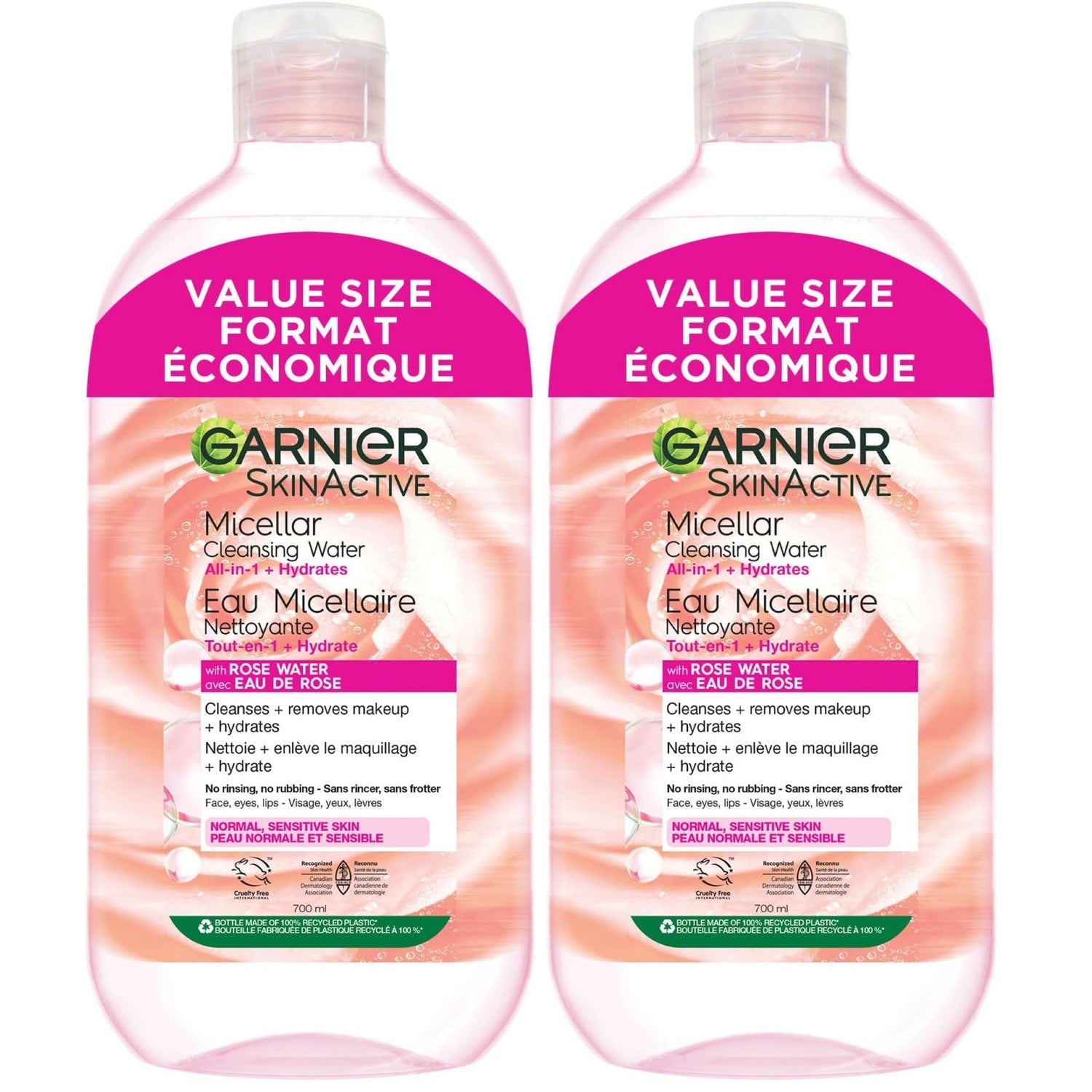 Garnier Micellar Water with Rose Water and Glycerin, Hydrating Facial Cleanser & Makeup Remover, For All Skin Types, Vegan, Cruelty Free, 13.5 Fl Oz (400mL), 1 Count