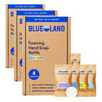 BLUELAND Foaming Hand Soap Refill Tablets, 4-Pack, Variety Scents | 100% Plastic-Free Tablet, Plant & Mineral-Based, Hypoallergenic, EPA Safer Choice, Safe for Sensitive Skin