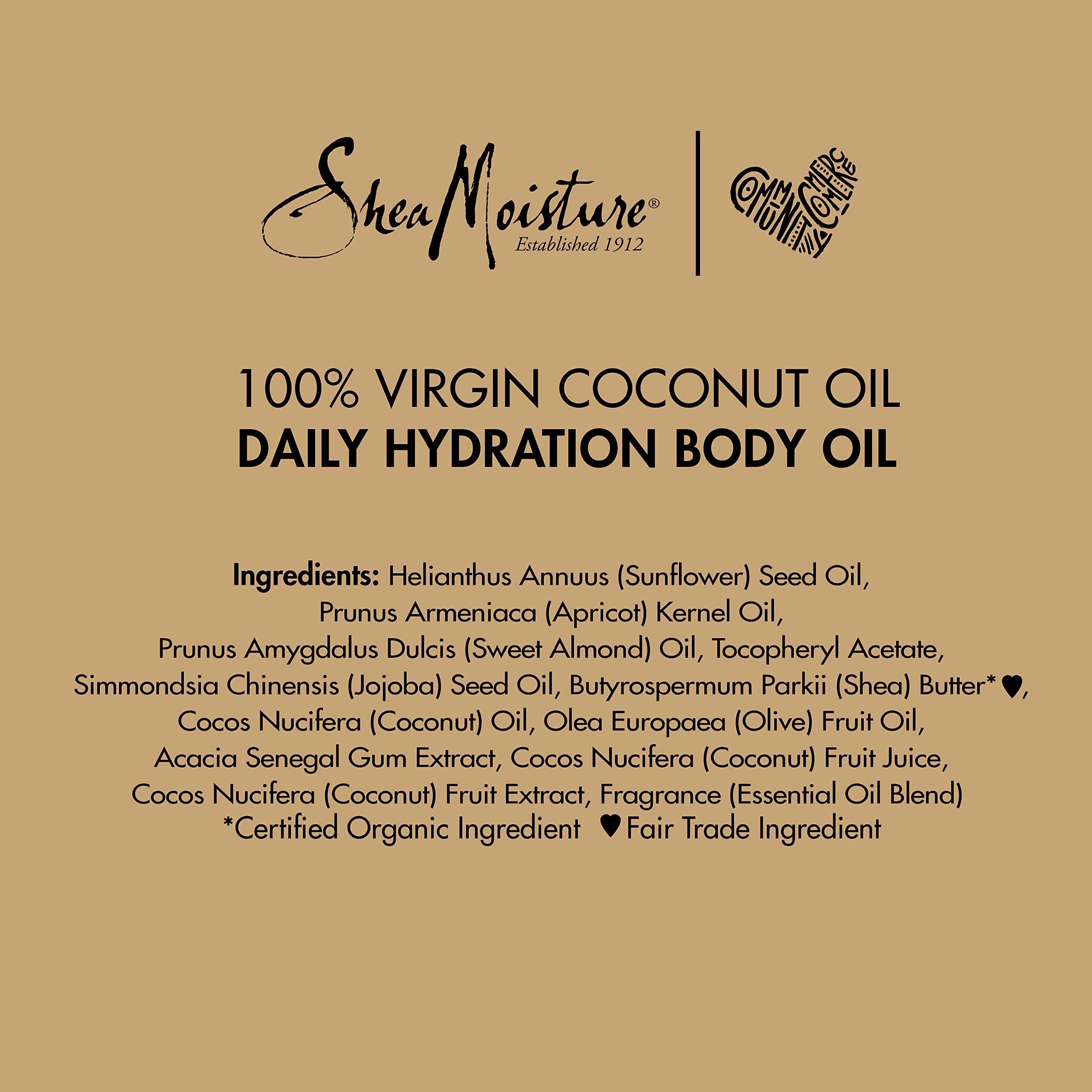 Buy now SheaMoisture Daily Hydration Body Oil Virgin Coconut Oil For Dry Skin Paraben Free 8 oz at indiglob india
