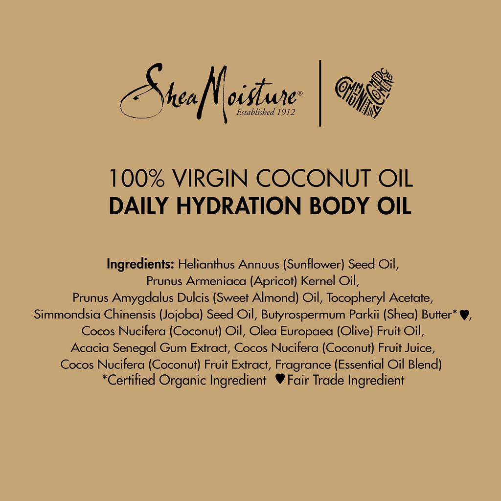 SheaMoisture Daily Hydration Body Oil Virgin Coconut Oil 8 oz | For Dry Skin Paraben Free