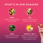 Bears with Benefits Biotin 5,000 mcg Hair Growth Gummies | Complete beauty formula with Vitamins C & E, Zinc and Iodine to support healthy hair, glowing skin and stronger nails.