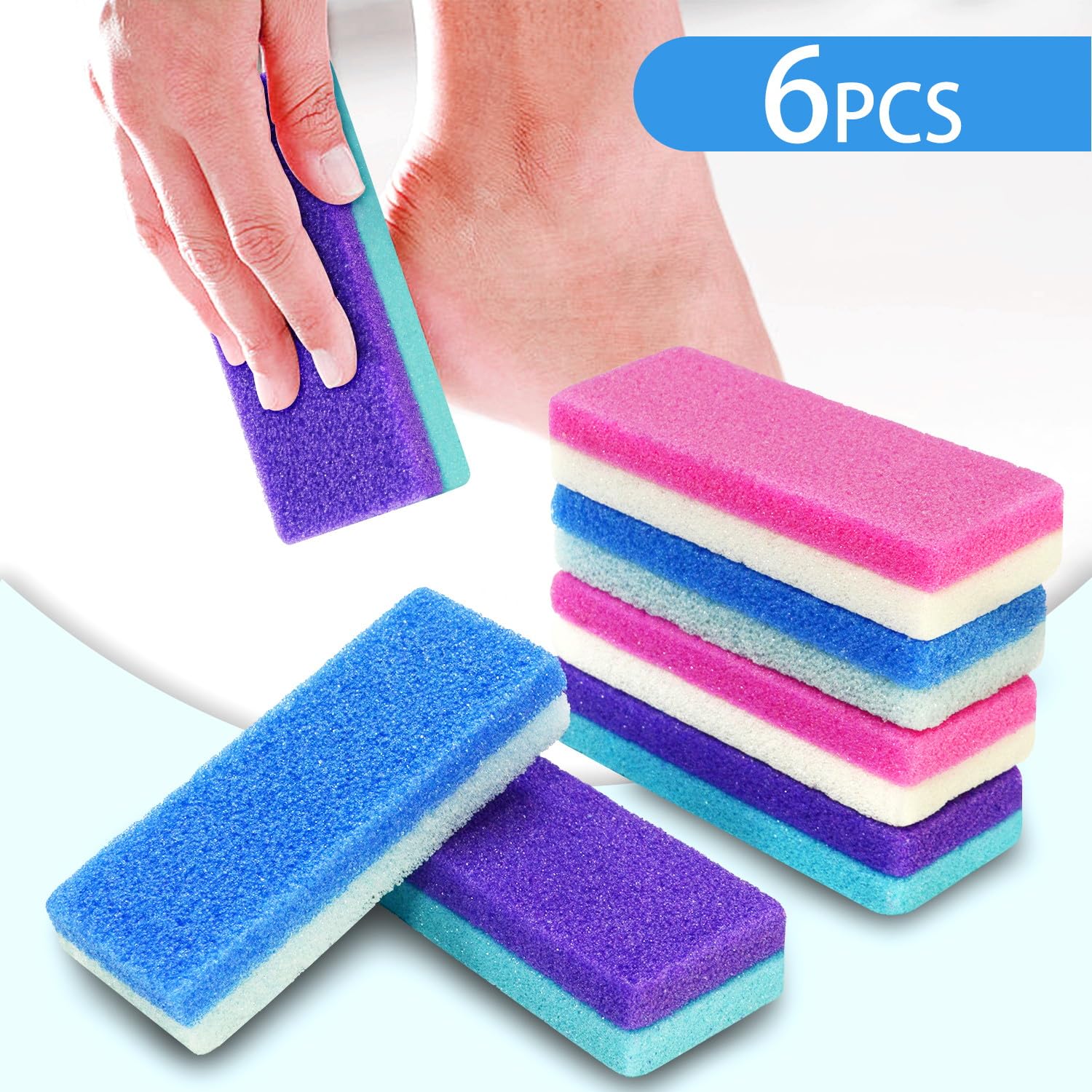 NYQIUGER 6Pcs Professional Pedicure Foot Pumice Stone for Feet Skin Callus Remover and Scrubber for Dead Skins Sided