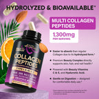 Multi Collagen Peptides 1300mg - Hydrolyzed Types I II III V & X - 120 Caps | Collagen Supplements for Women + Hyaluronic Acid, Vitamin C & E - Skin Hair Nails & Joint Support - Lab Tested, 60-Day Supply
