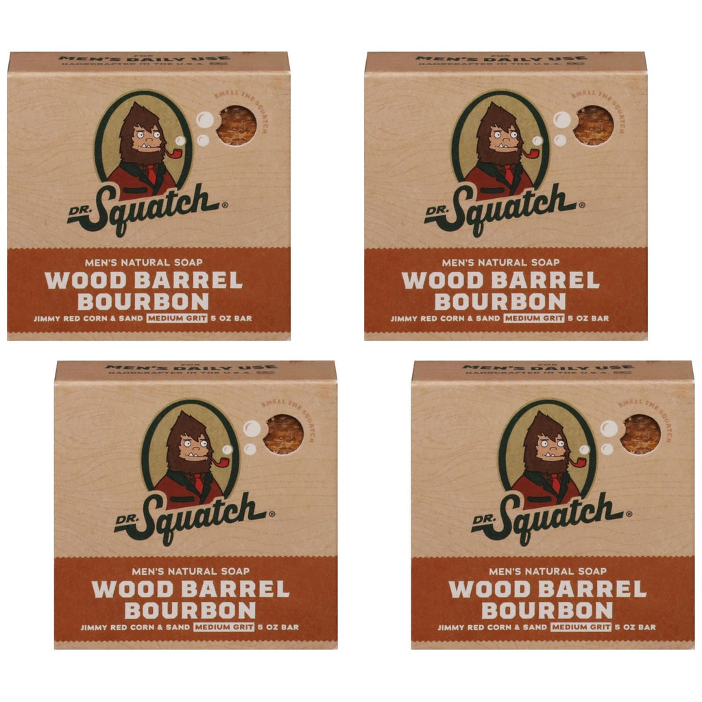 Dr. Squatch All Natural Bar Soap for Men with Medium Grit, Wood Barrel Bourbon 5 Ounce (Pack of 1)